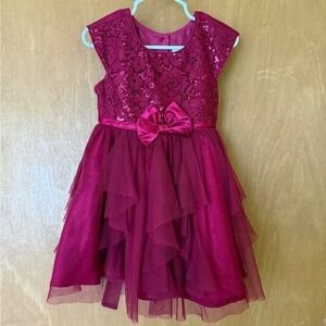 Jona Michelle Burgundy Toddlee Dress with Bow